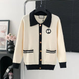Gucci Sweater Striped Turn-Down Collar Cardigan Sweater25ss Spring New Men's and Women's Same Style Long Sleeve Soft Lazy Style Jacket OS Loose Fit Versatile Casual