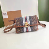Burberry Women's Bag Top version 【Surrogate Shopping Edition】TB Bag New TB Twist Lock Bag Canvas Stitching Leather Crossbody Bag Women's Bag BOX Square Bag Stewardess Bag Box Bag Messenger Bags New Women's Bag