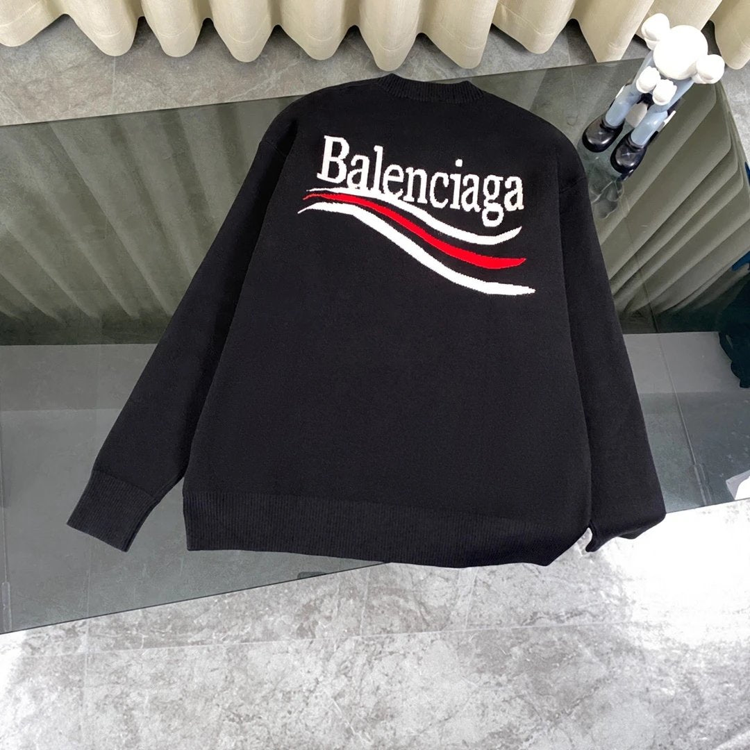 Balenciaga Sweater 23ss New Jacquard Cola Letter Wool Knit Sweater Crew Neck Unisex OS Stylish Jacket