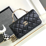 Chanel Women's Bag Top version 【Super Original Leather】chanel23K High-Grade Handmade Workshop Small Flower Handle woc Flap Bag Camellia Handle CF Bag Camellia Portable Box Bag Cosmetic Bag