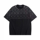 Louis Vuitton LV T-shirt Half-body Gradient Presbyopia logo round Neck Short Sleeve25ss New Pure Cotton Unisex Style T Casual T-Shirt Base Layer Shirt OS Loose Fit Half Sleeve Top Plus Size