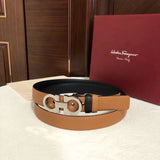 Ferragamo Belt Top version 【Full Package】Women's Belt Width2.5cm with Chip nfc Anti-Counterfeiting Quality Counter Full Set Packaging Italian Double-Sided Cowhide Matching Boutique Brass Buckle Long and Short Belt Women's Pants Belt