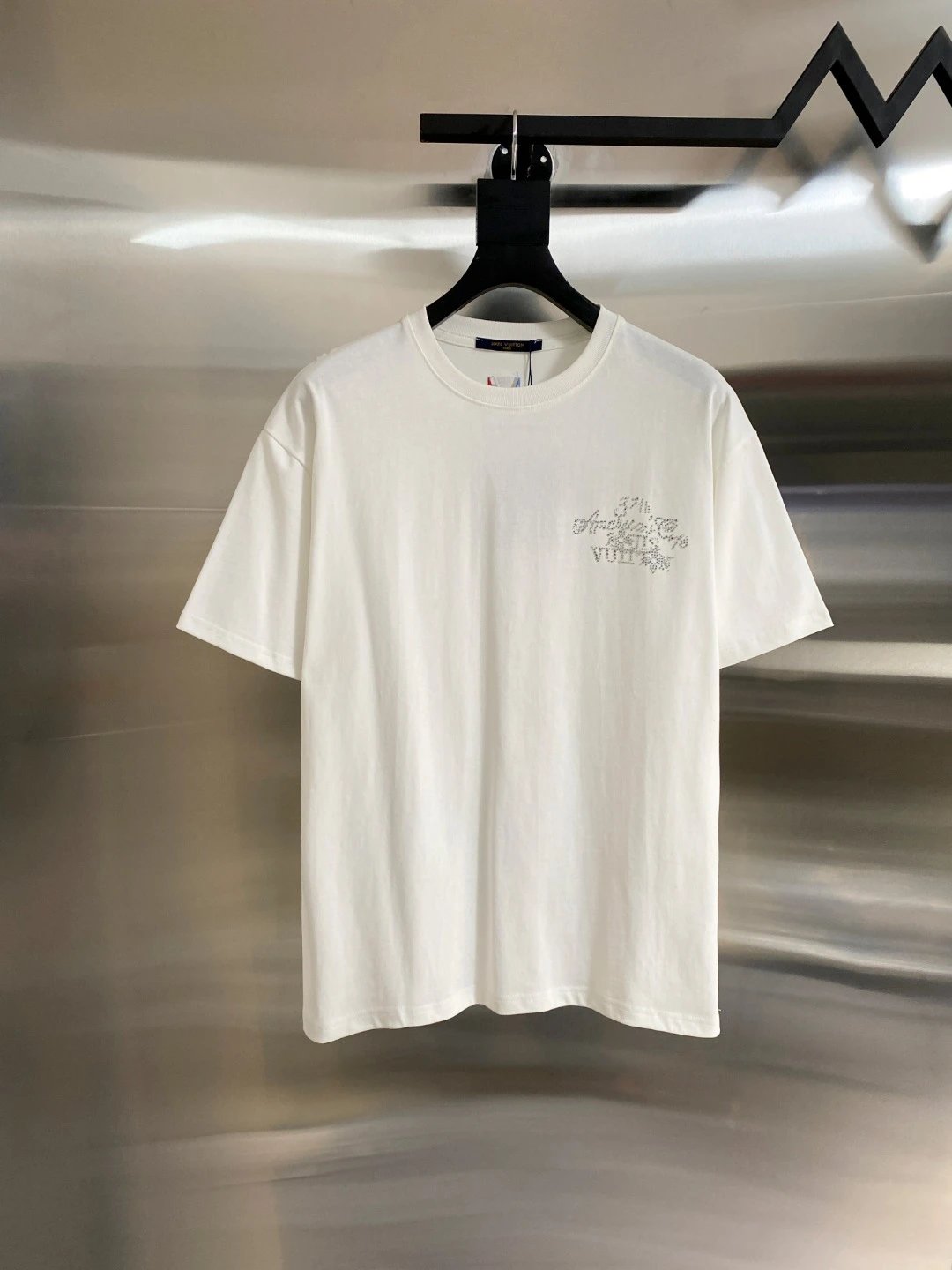 Louis Vuitton LV T-shirt Front Rhinestone Lettering logo round Neck Short Sleeve25ss New Pure Cotton Unisex Style T T-shirt OS Loose Fit Base Shirt Half Sleeve T-Shirt Top Half Sleeve