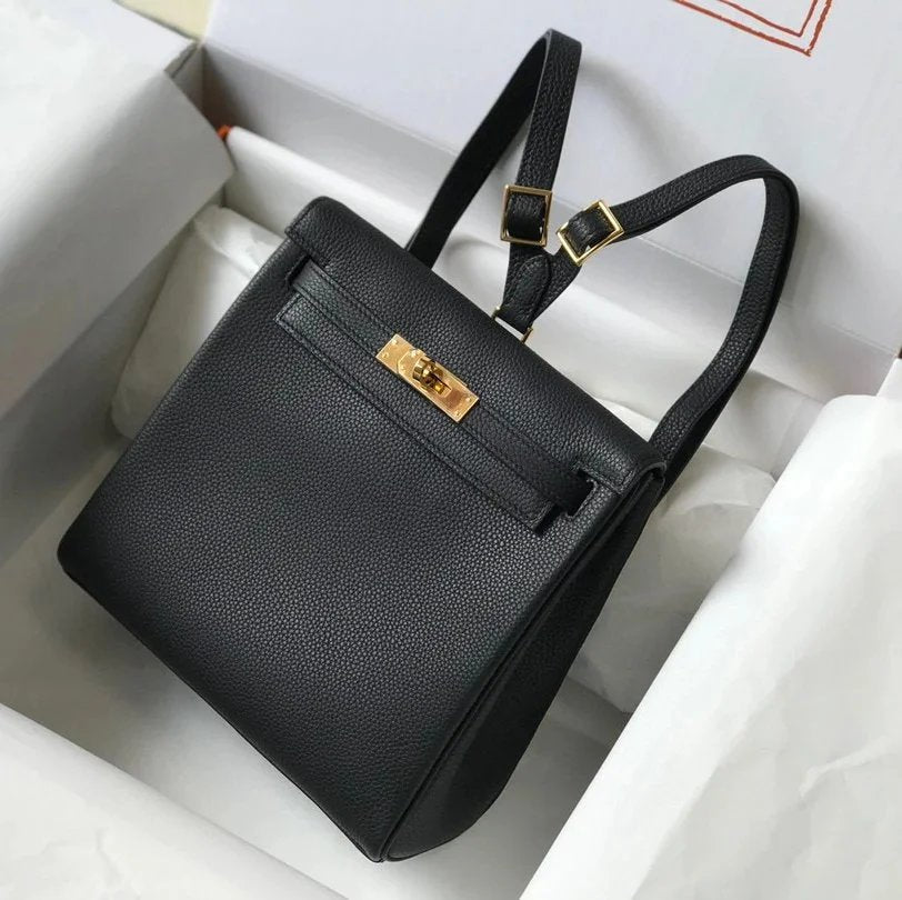 Hermes men's bag Top version 【Handmade】Herme Emma Classic Women's KellyAdo Backpack togo Leather Hand-Stitched Kelly Small Backpack22cm Shoulder Messenger Bag Portable Women's Bag Backpack Schoolbag