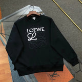 LOEWE Hoodie 24ss New logo Embroidered Crewneck Sweatshirt Pullover Unisex Sports Casual Loose Fit Versatile New Autumn Winter Collection