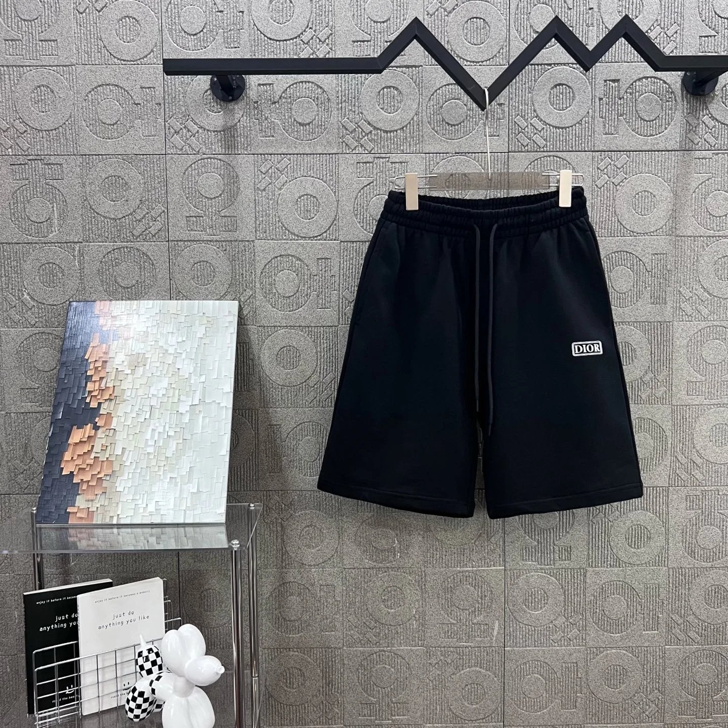 Dior shorts Front Body 3D Glue Letters logo Five-point Shorts25ss New Drawstring Casual Pants for Men and Women, Summer Style5Two-in-One Casual Sweatpants Pure Cotton Joggers