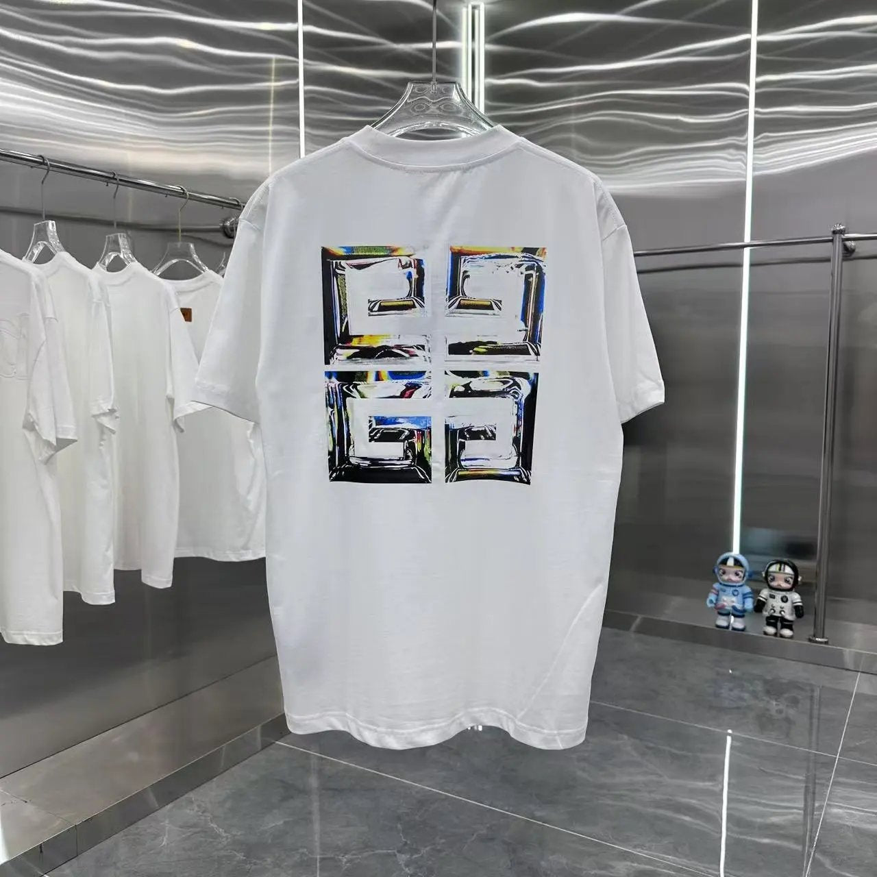 Givenchy T-shirt Back with colorful large4G Printing logo round Neck Short Sleeve25ss New pure cotton T Unisex T-Shirt OS Loose Fit Base Shirt Top Half Sleeve T-Shirt