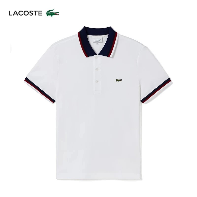 Lacoste T-shirtTop Version Men's Summer Fashion Colorblock Shoulder Short Sleeve Lapel POLO Shirt