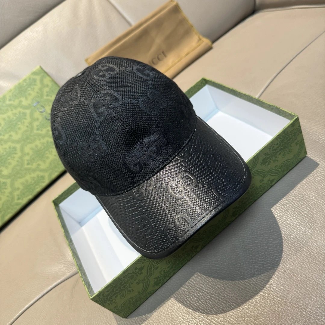 Gucci Hat Double Glogo Baseball Cap Sunshade Sun Protection Duckbill Cap Unisex Couple Style Large Head Circumference Slimming Face Curved Brim Versatile Sports Hat