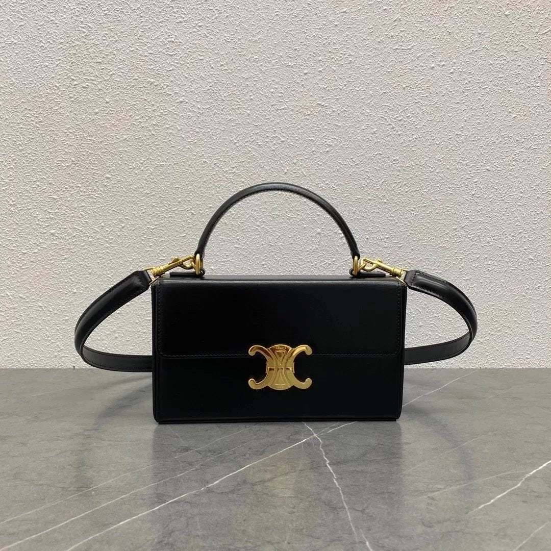 Celine women's bag Top version 【Original Leather Surrogate Shopping Edition】2022Early Autumn New Arc De Triomphe Portable BOX Small Hard Bag New Women's Bag Travel Bag Portable Messenger Bag199992