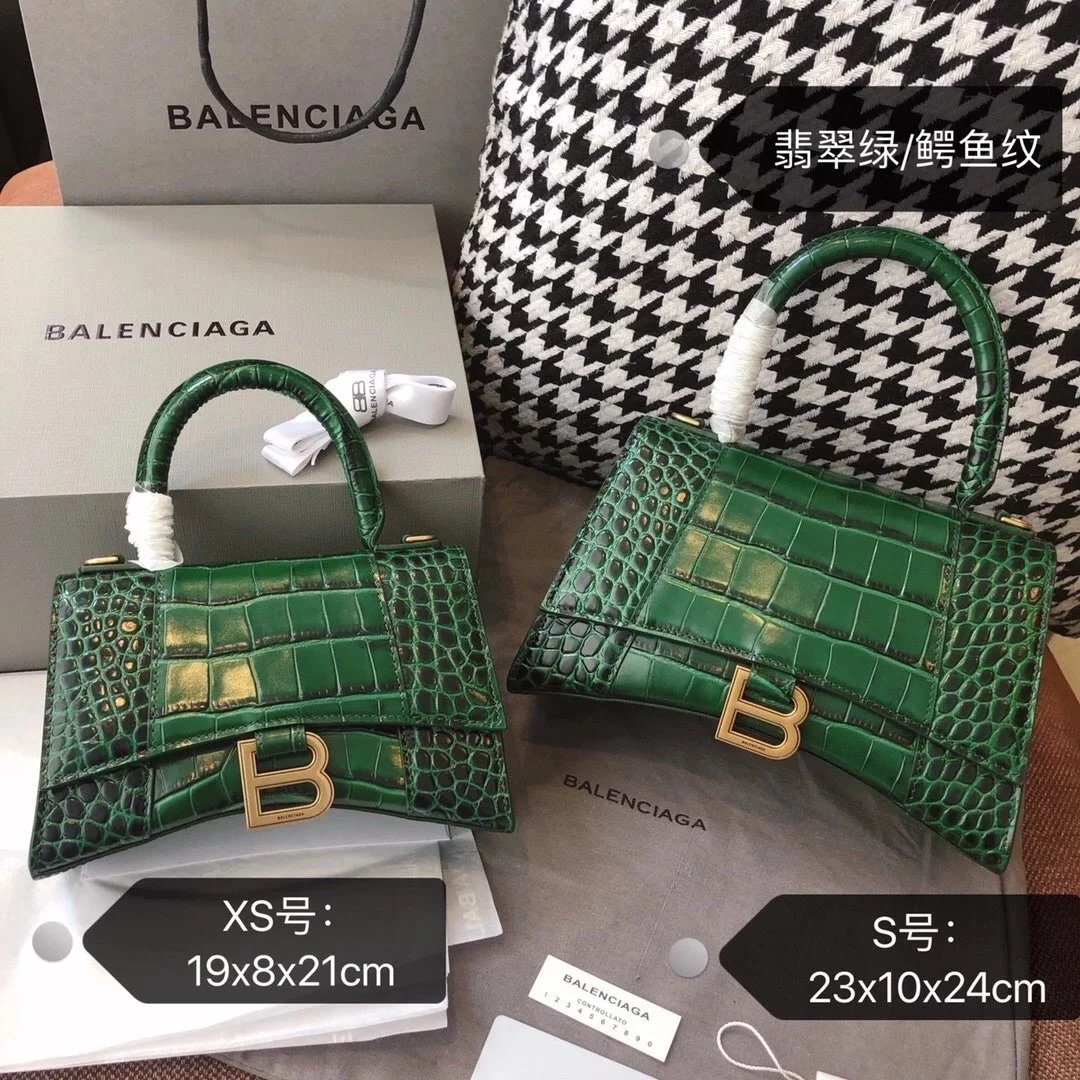 Balenciaga Bag Top version 【Level Surrogate Shopping】Hourglass Bag ahourglass Hourglass Bag Crocodile Leather Litchi Grain Cowhide XS No. S Women's Crossbody Bag