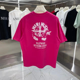 Amiri T-shirt Back Letter Pattern Print logo round Neck Short Sleeve25ss New Pure Cotton Unisex Style T Casual T-Shirt Base Layer Shirt OS Loose Fit Half Sleeve Top Plus Size