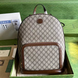 Gucci Backpack Top version 【**Original Goods】New Interlocking Style Double G Backpack Men's Backpack Backpack Shoulder Bag Casual Backpack Men's and Women's Bags Women's Backpack Schoolbag Computer Bag This Backpack Is Made of Elegant Brown Canvas Materia