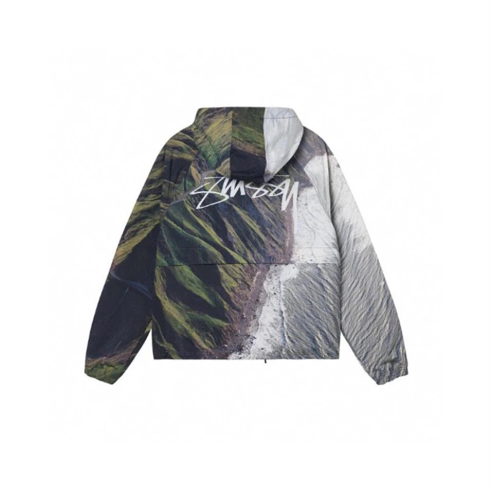 Stussy Jackets Top Version Trendy Tie-Dyed Outdoor Windproof Hooded Jacket Jacket Coat Autumn