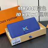 Louis Vuitton LV Wallets/Clutches Top version 【New?】M82441Blue M82512Green Full Leather Wallet Vertical Wallet Wallet Coin Purse Clutch Release Buckle Men's Wallet Wallet Women's Wallet Color Matching Cowhide Long Wallet