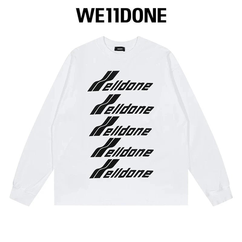 We11done Hoodie Top Version Zhao Lusi Yang Mi Long Sleeve T T-shirt Color Graffiti Letters Gradient Spring and Autumn