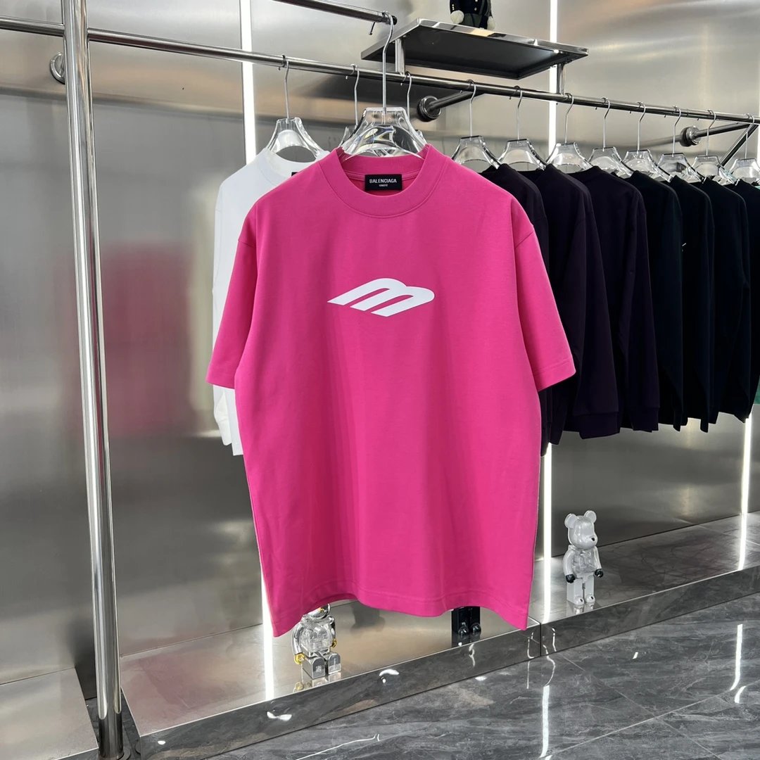 Balenciaga T-shirt Three-Dimensional Silicone M Round Neck Short Sleeve Pure Cotton Unisex T Shirt Bottoming Shirt OS Loose Fit T-Shirt