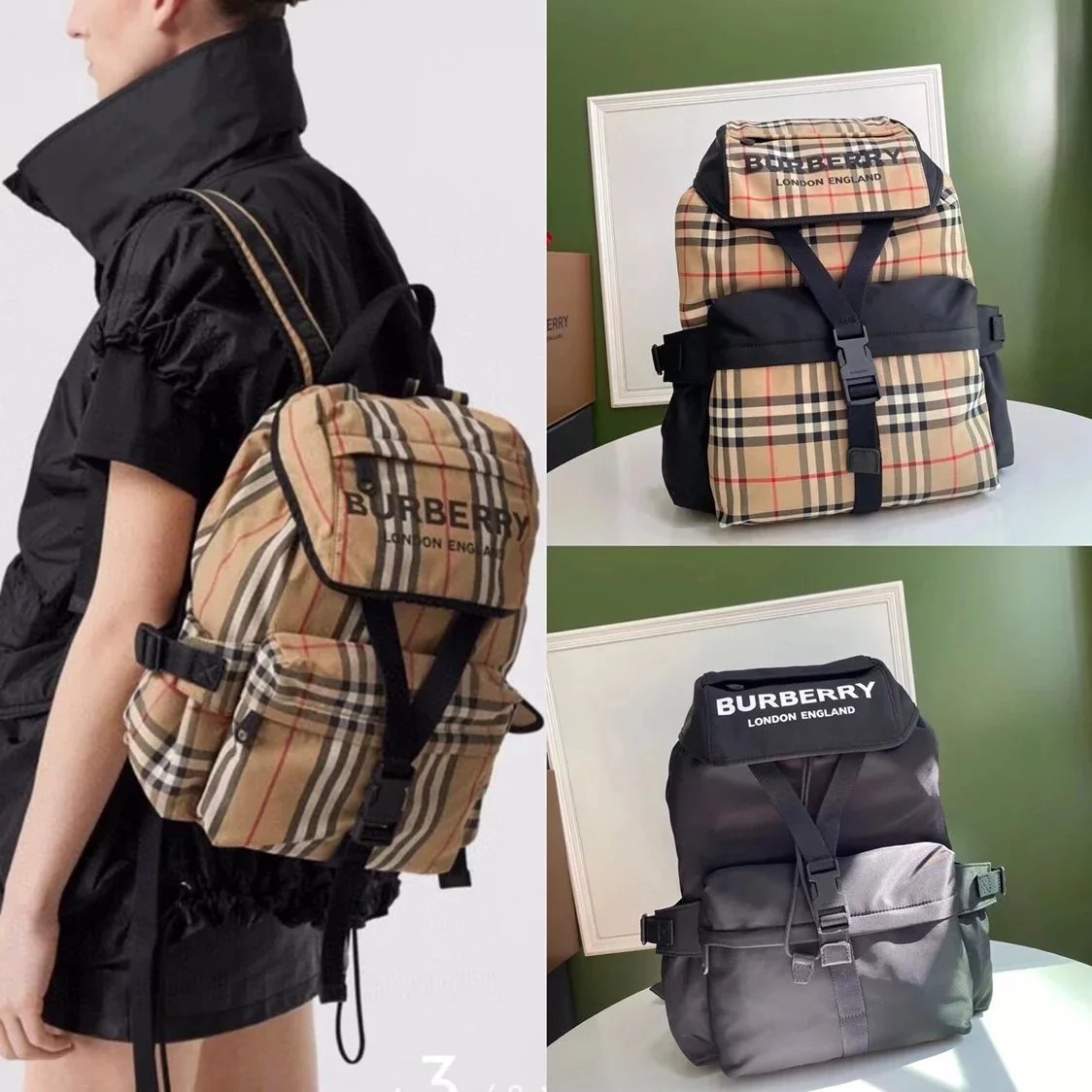 Burberry backpack Top version School Bag Men Women Unisex Backpack Backpack New Hiking Backpack Kingdom」Decoration Nevis Leisure All-Match Fashion Business Travel Bag
