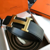 Hermes Belt Top version New High Quality Belt Men's First Layer Cowhide Double-Sided h Buckle Business Casual Belt