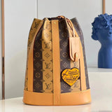 Louis Vuitton LV Women's Bag Top version 【New Arrivals】Japan First2022New Nigo2RANDONéE Limited to Men's and Women's Bags Unisex Sacmarin Bucket Bag M45968Flower Pattern Bucket Bag