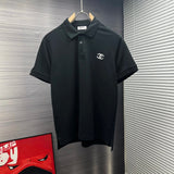 Chanel T-shirt Chest Brand logo Embroidery POLO Shirt Lapel Short Sleeve25ss New Unisex Summer Short Sleeve OS Loose T Business Half Sleeve Shirt Plus Size T-Shirt