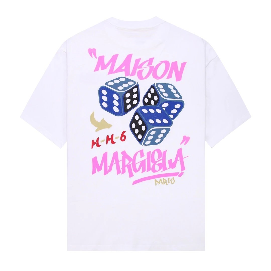 Maison Margiela T-shirt Back Colorful Print logo round Neck Short Sleeve25ss New Pure Cotton Unisex Style T T-shirt OS Loose Fit Base Shirt Short Sleeve Top T-Shirt