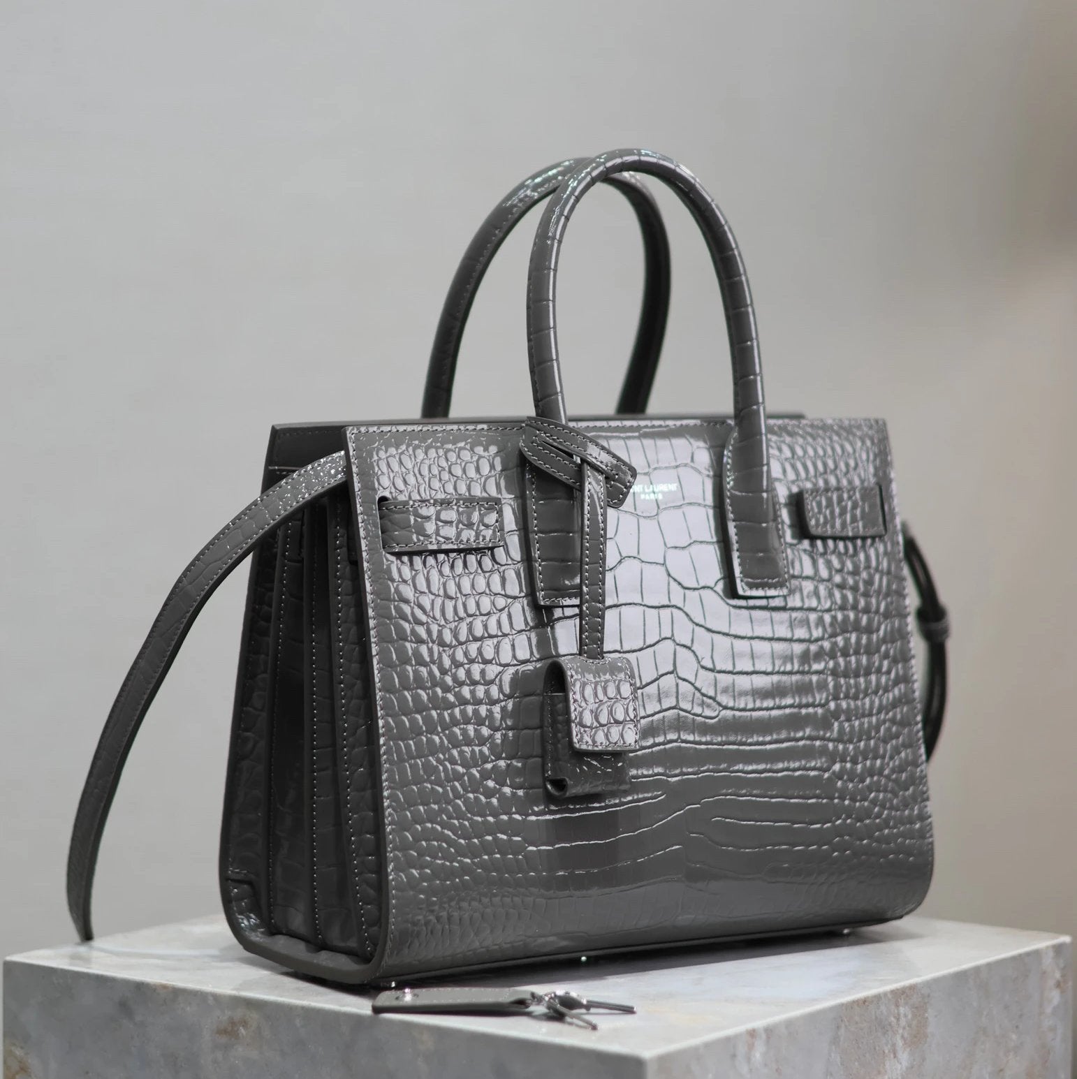 YSL Women's Bag Top version 【Super Original Leather】New File Holder Series sacdejour Tote Bag Crocodile Pattern Cowhide Portable Large Tote Tote Bag Yang Shulin SDJ File Holder Shopping Bag Women's Handbag Large Capacity Women's Bag Handbag