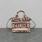 Celine women's bag Top version 【Super Original Leather】New Product cabas Summer Canvas Fabric Beach Bag Towel Series Tote Bag Denim Denim Small Size Tote Bag Large Shopping Bag Mummy Bag Brown Embossed Arc De Triomphe logo New tote Bag199162196762