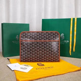 Goyard Bag Top version Original Single Zipper Wash Bag Clutch Unisex Men's and Women's Bags with Imported First Layer Cowhide Clutch