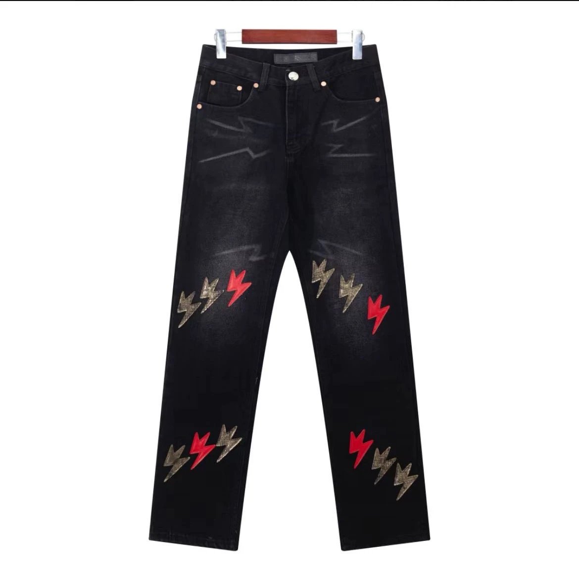Chrome Hearts Jeans Snake Year Limited Lightning Patch logo25ss Spring Summer New Straight Leg Jeans Unisex Slim Fit Long Pants Loose