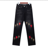 Chrome Hearts Jeans Snake Year Limited Lightning Patch logo25ss Spring Summer New Straight Leg Jeans Unisex Slim Fit Long Pants Loose