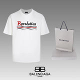 Balenciaga T-shirt Chest Letter Wave Pattern Print logo round Neck Short Sleeve25ss New pure cotton T Unisex T-Shirt OS Drop Shoulder Loose Fit Base Shirt Top T-Shirt Short Sleeve