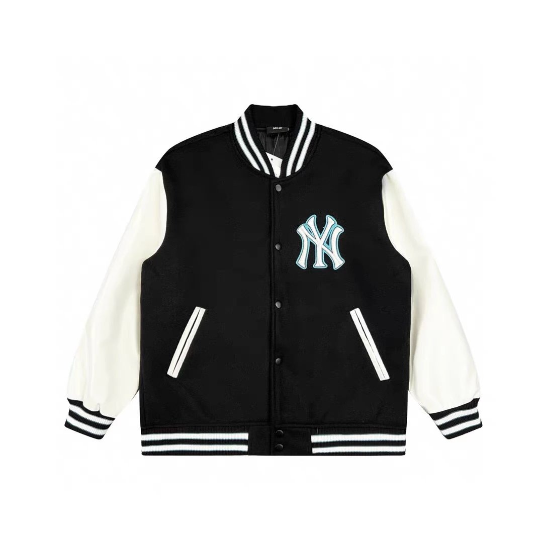 MLB Jackets Top Version New York Yankees Badge Embroidered Solid Color Baseball Jacket Autumn Trendy Men's Trendy Women's Same Style Couple Coat Jacket