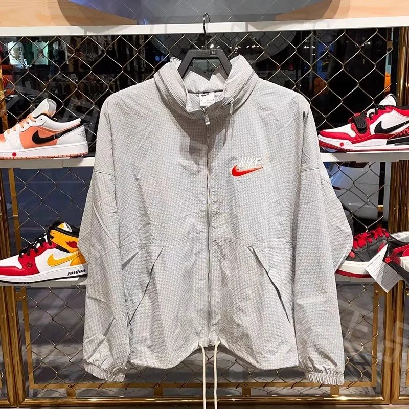 Nike Jackets Sun Protective Clothes Coat Thin Men and Women Stand Collar Large Hook Woven Jacket Leisure Sports DM5286