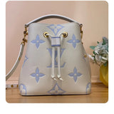 Louis Vuitton LV Women's Bag Top version 【New Original Leather】M46581Mini Bucket Bag Series neonoebb Handbag Small Bucket Shoulder Crossbody Handbag24Spring and Summer New Color Taro Purple Cream Blue Matcha Green nano Small bucket bag M24048M45716M45709