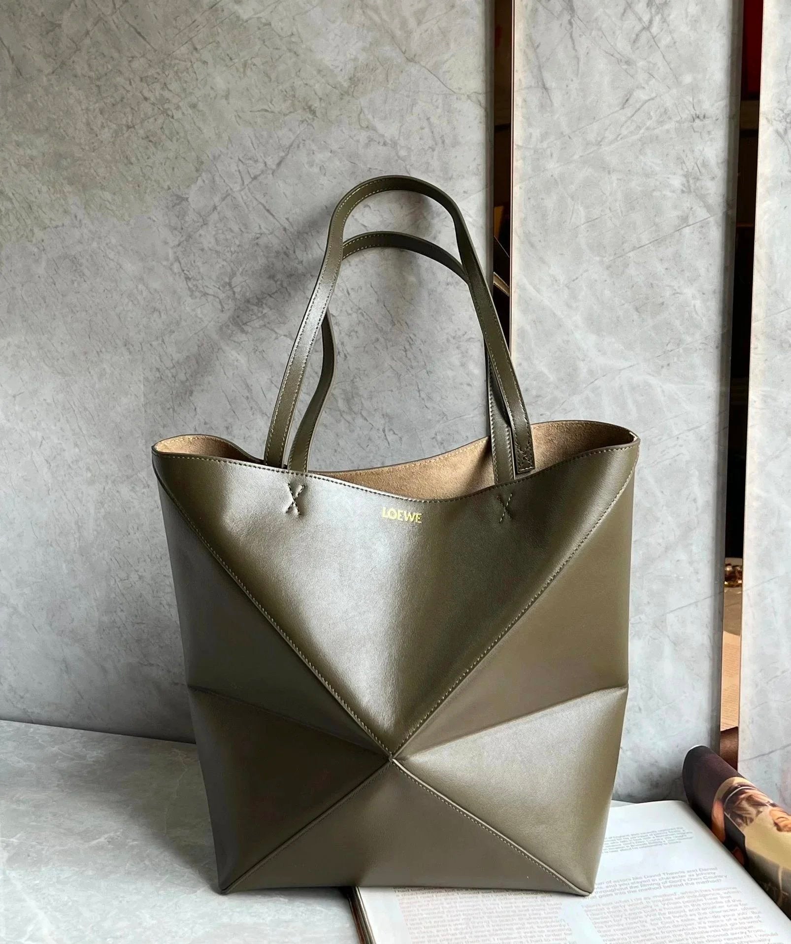 LOEWE Women's Bag Top version 【Kowloon Leather Premium Edition】23New PuzzleFold Handbag Folding Underarm Bag Tote Bag Shopping Bag Handbag Men's and Women's Bags mini Small Tote Bag Oversized Shopping Bag Big Tote tote Bag