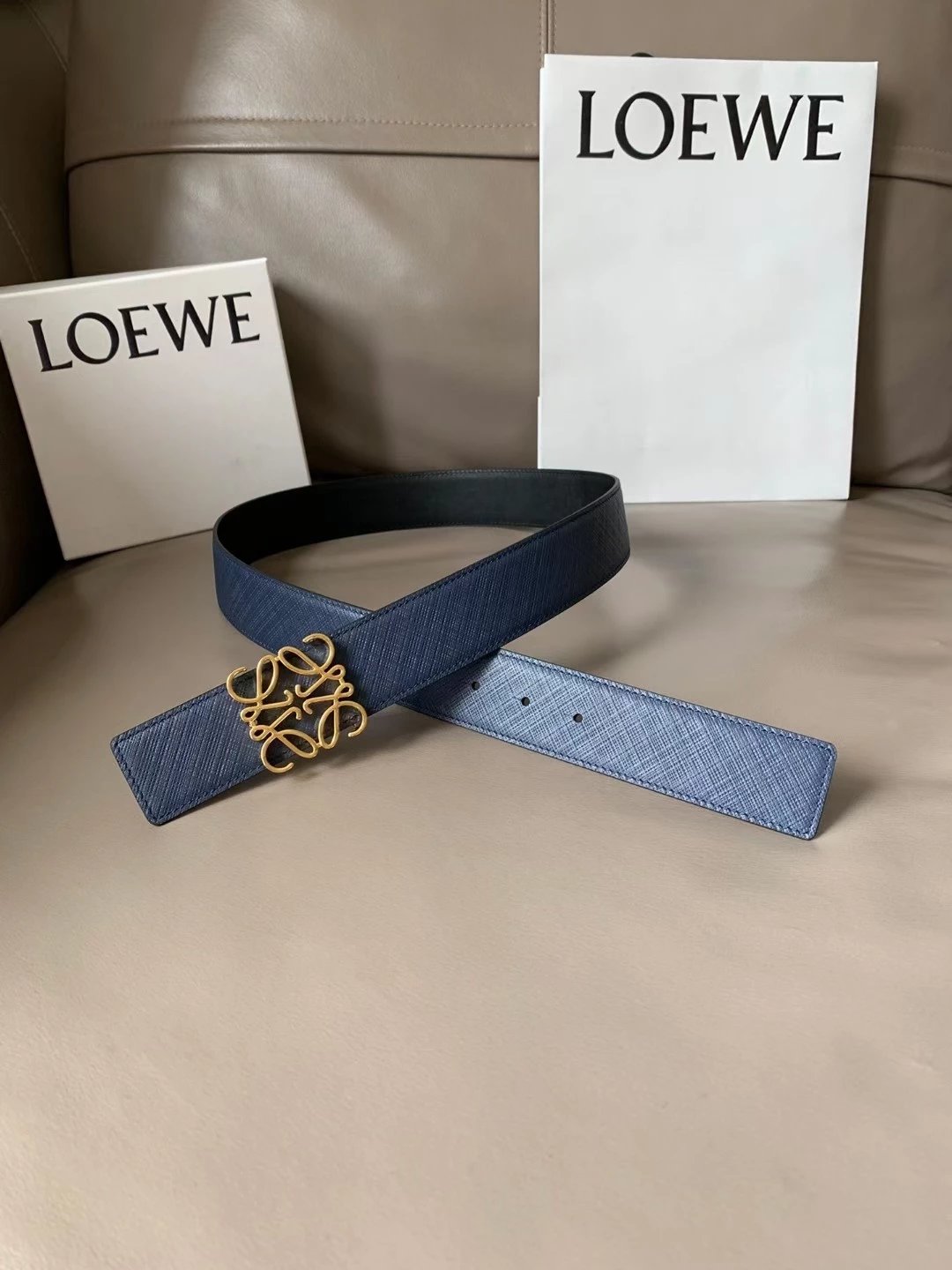 LOEWE Belt Top version Belt Genuine Cattlehide Leather Surface Original Single Original Single Double-Sided First Layer Original Cowhide4.0Men's Leather Belt Man's Belt Men's Belt Business Casual Pants Belt Men's Business Casual Belt Belt Men's High-End B