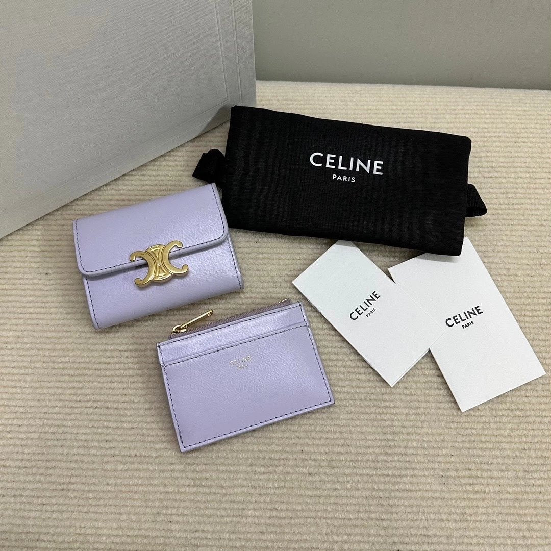 Celine Wallet Top version 【The Highest Version of the Original Factory】Super Two-in-One Small Wallet, Cards, Bills, and Change Can Be Put down4One Card Slot1One Paper Money Bag1One Detachable Zipper Card Holder Arc De Triomphe Two-in-One Wallet Women's Wa