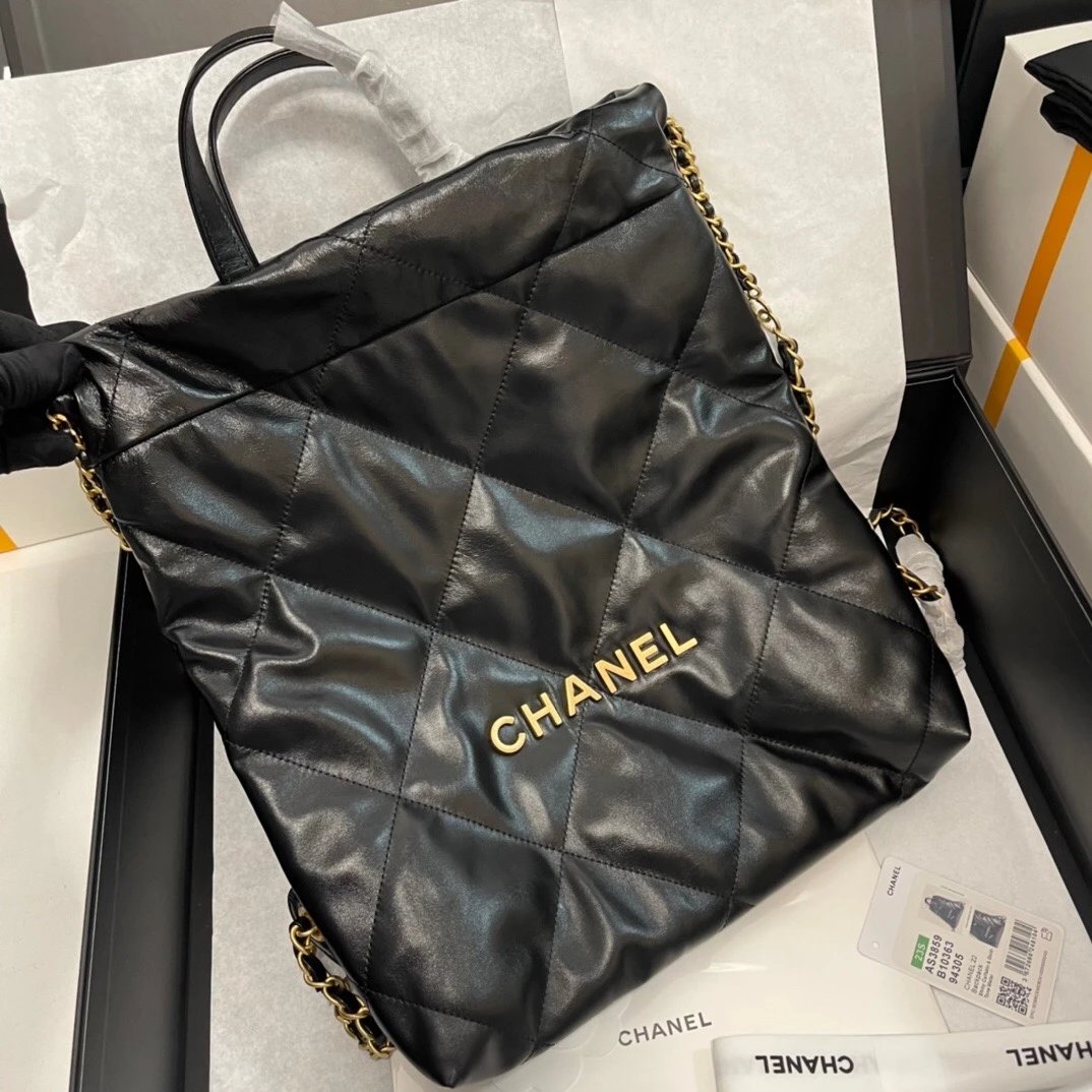 Chanel Women's Bag Top version 【Original Leather Surrogate Shopping】2022New bag22bag Backpack22No. Garbage Bag Backpack22bag Shoulder Bag Hand-Carrying Bag Backpack Shoulder Bag Women's Bag As3313AS3859