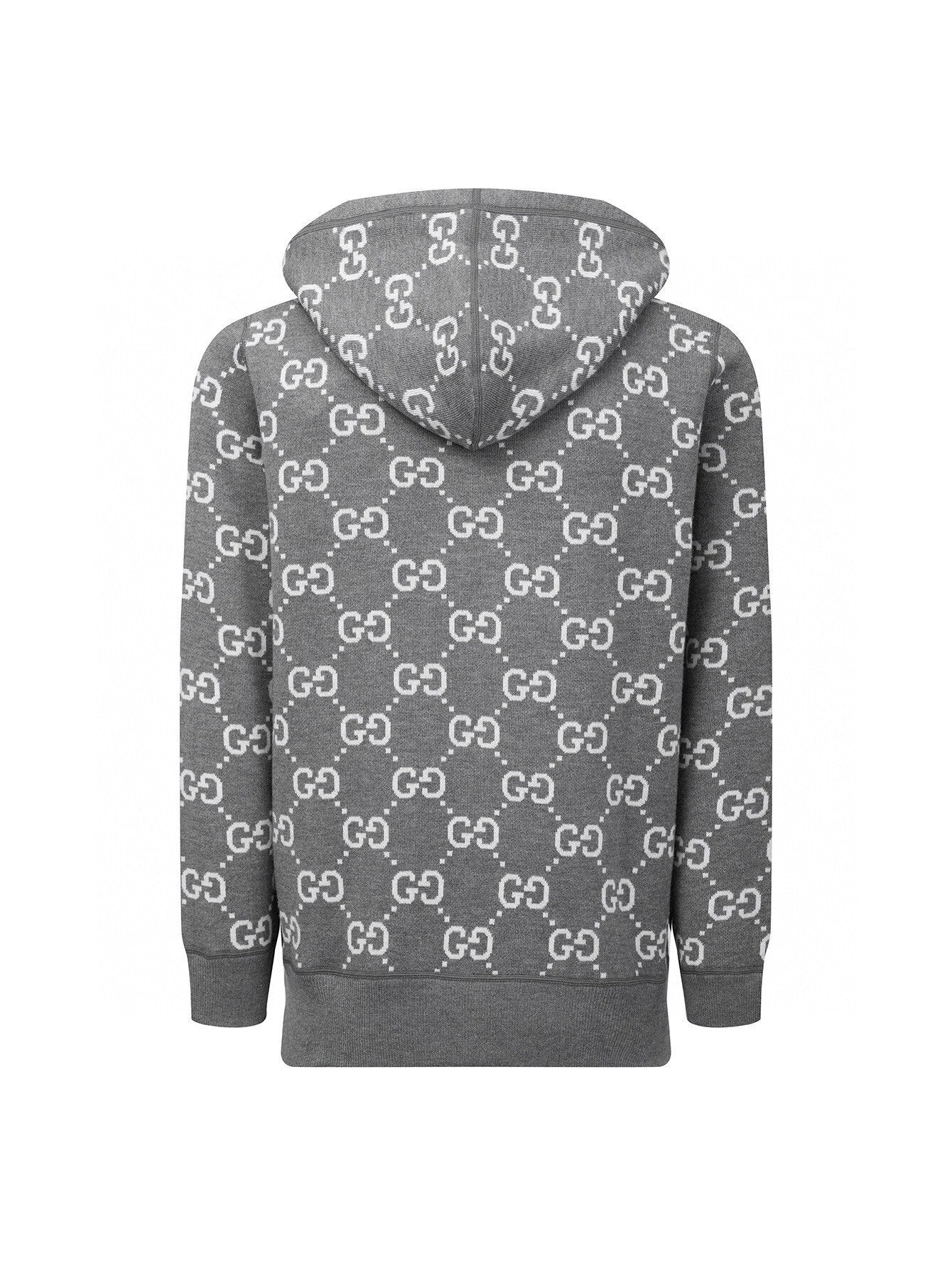 Gucci Sweater Classic Style Reversible Two-Sided Different Styles C Jacquard Cashmere Blend Hooded Sweater Jacket Unisex