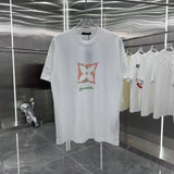 Louis Vuitton LV T-shirt Front Rhinestone Floral Print logo round Neck Short Sleeve25ss New Pure Cotton Unisex Style T Casual T-Shirt Base Layer Shirt OS Loose Fit Half Sleeve Top Plus Size