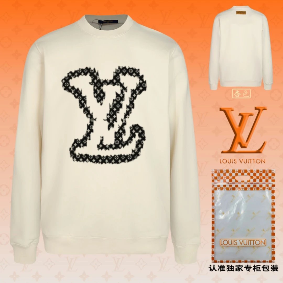Louis Vuitton LV Hoodie Delicate Printing logo Round Neck Sweatshirt Long Sleeve Base Shirt Jacket Top Fashion Unisex Sports Casual OS Loose Fit Versatile New Autumn Winter Collection