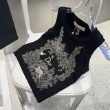 Dior T-shirt Chest Letter Pattern Print logo Sleeveless Short Sleeve Sleeveless Vest25ss New Pure Cotton Women's Style T T-shirt OS Loose Fit Base Shirt Top Half Sleeve T-Shirt