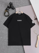 Balenciaga T-shirt Letter Double Label 3D Embroidered Crew Neck Short Sleeve25ss New Pure Cotton Unisex Style T Casual T-Shirt Base Layer Shirt OS Loose design