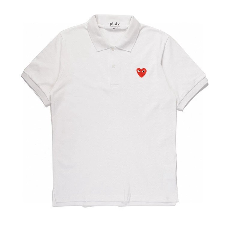 Rei Kawakubo T-shirt Top Version polo Embroidered Red Heart Lapel T T-shirt Half Sleeve Men and Women Star Loose