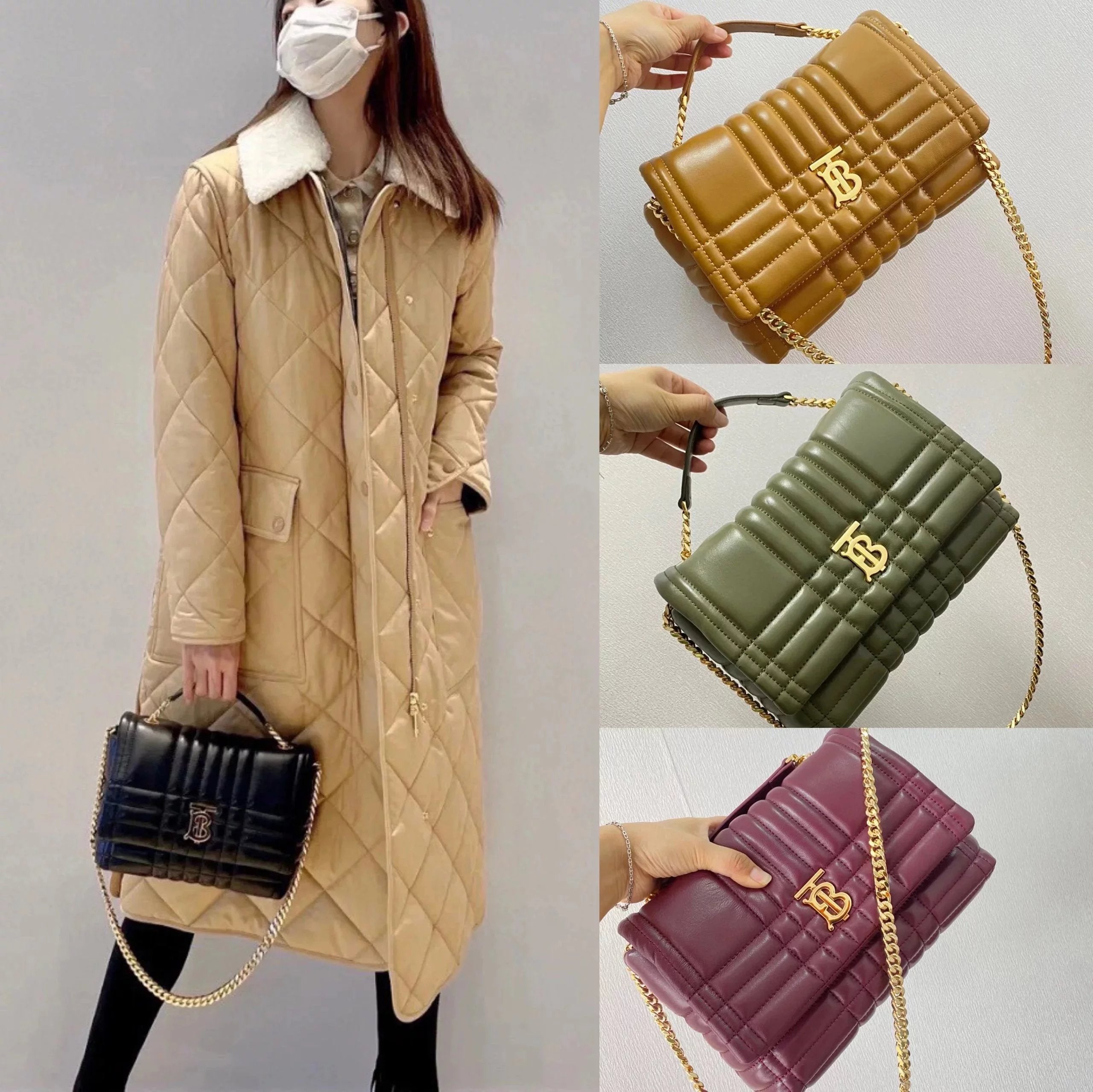 Burberry Women's Bag Top version 2022New Women's Cake Sheepskin Exquisite and Chic Quilted College Style「lola–Lorna Bag」Chain Bag Shoulder Messenger Handbag Women's Bag