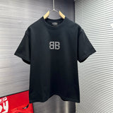 Balenciaga T-shirt Front and back embossed lettering logo round Neck Short Sleeve25ss New Pure Cotton Unisex Style T T-shirt OS Loose Fit Base Shirt Top Half Sleeve T-Shirt
