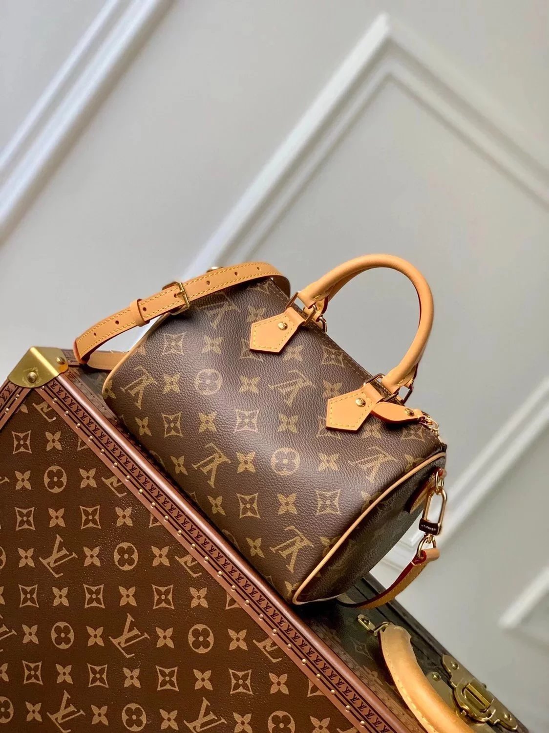 Louis Vuitton LV Women's Bag Top version Original Leather2023New Speed20Handbag Presbyopic Pillow Bag Shoulder Crossbody Handbag M81086