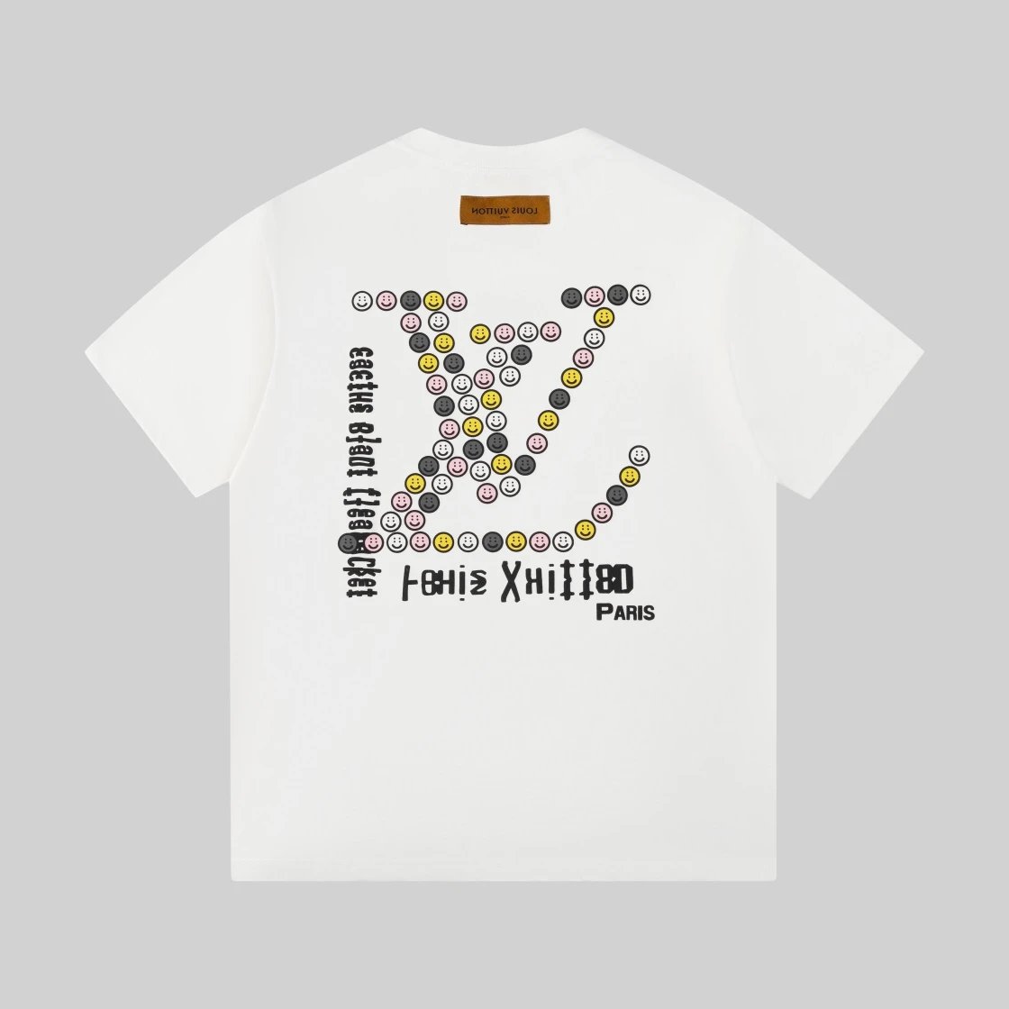 Louis Vuitton LV T-shirt Back Smiley Face Letter Print logo round Neck Short Sleeve25ss New Pure Cotton Unisex Style T T-shirt OS Loose Fit Base Shirt Top Half Sleeve T-Shirt