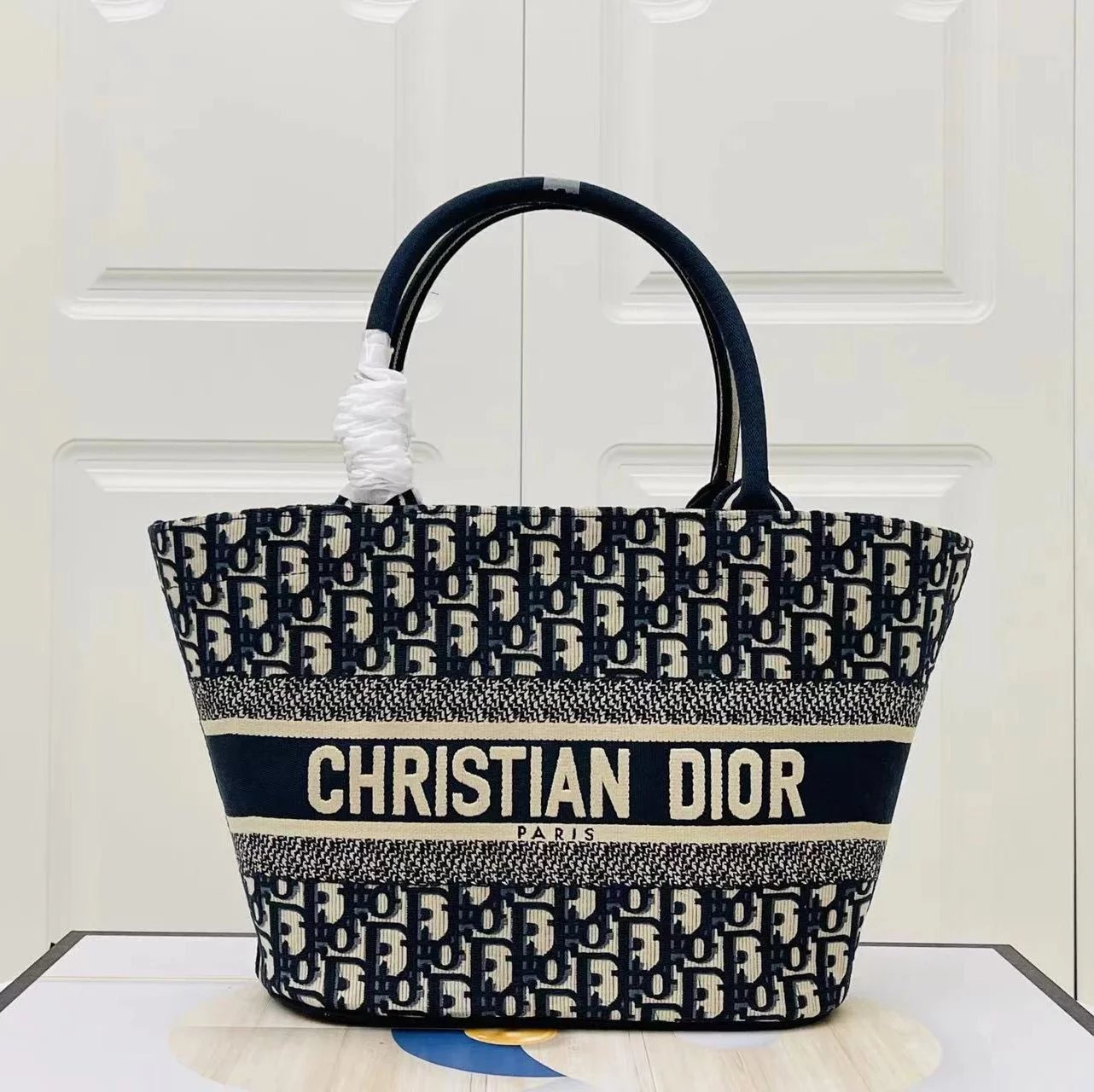 Dior Women's Bag Top version 【Version】New Presbyopic Vegetable Basket booktote Presbyopic Shopping Bag Small Tote Bag Shopping Basket Bag